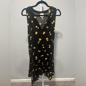 Knox Rose Block Yellow Floral V-Neck Sleeveless Burton Down Boho Dress Size L